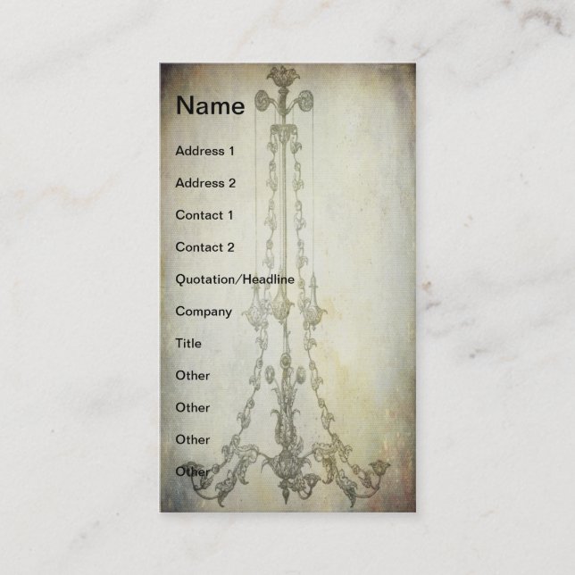 Vintage Chandelier Grunge Business Card (Front)