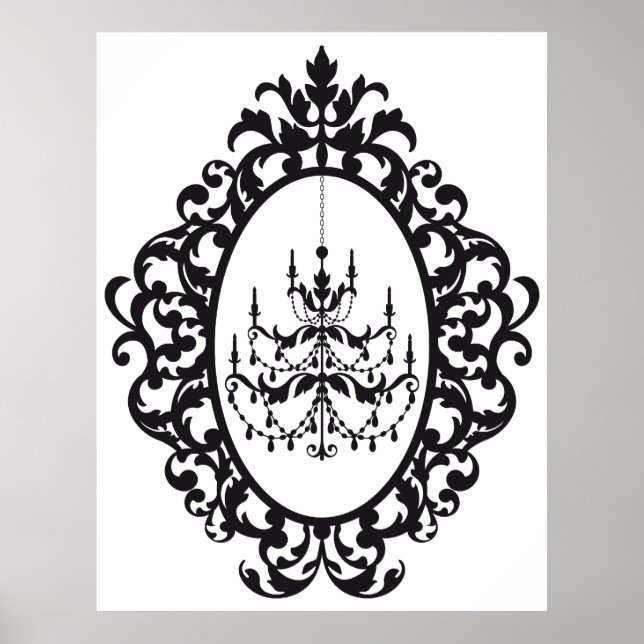 Vintage chandelier in antique picture frame poster (Front)