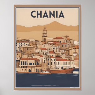 Vintage Chania City Souvenirs crete greece trip Poster