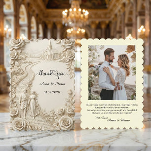 Vintage Chapel Garden Scene Romantic Wedding Thank You Card