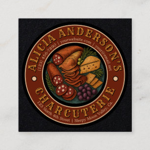 Vintage Charcuterie Square Business Card