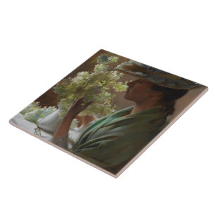 Vintage Charles Courtney Curran Lady with a Bouqu Ceramic Tile