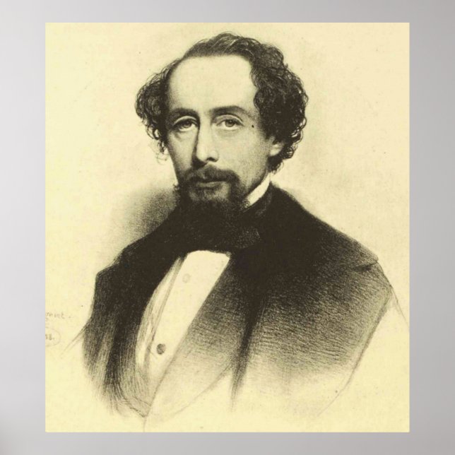 Vintage Charles Dickens Portrait Poster (Front)