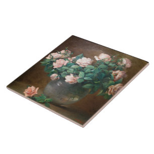 Vintage Charles Ethan Porter Roses Ceramic Tile