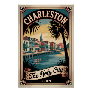 Vintage Charleston South Carolina The Holy City  Poster