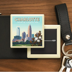 Vintage Charlotte North Carolina 15 Cm Square Badge