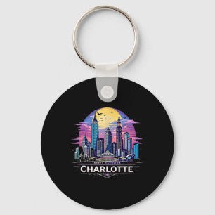 Vintage Charlotte North Carolina Sunset Skyline Ci Key Ring