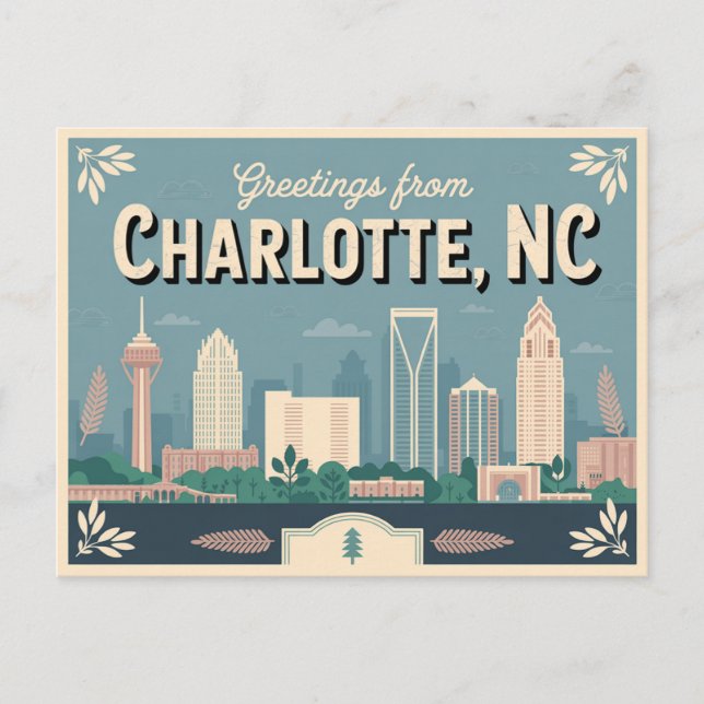 Vintage Charlotte Postcard | Greetings from (Front)