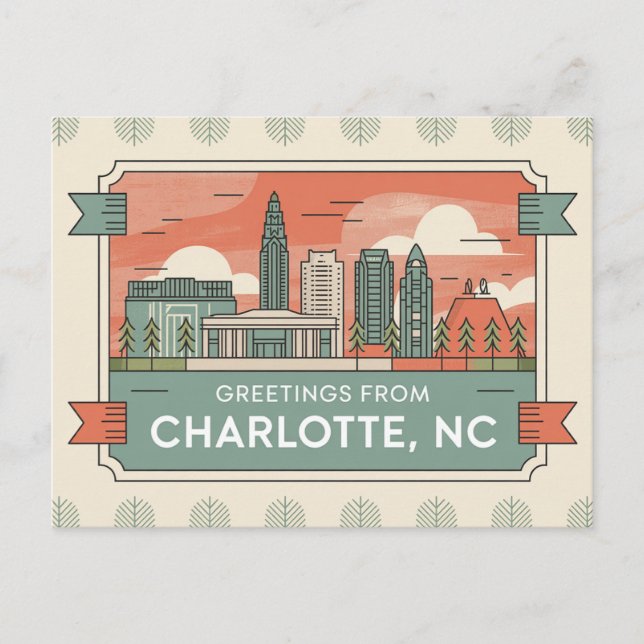 Vintage Charlotte Postcard | Greetings from (Front)