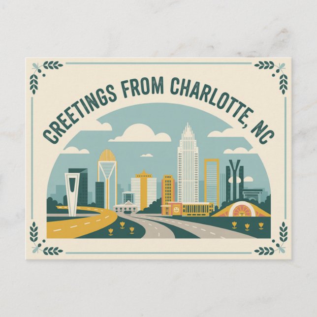 Vintage Charlotte Postcard | Greetings from (Front)