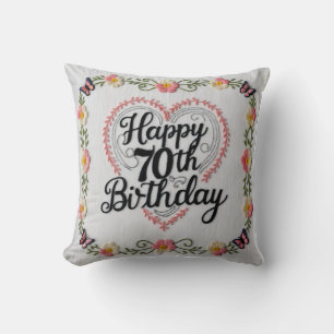 Vintage Charm 70th Birthday Throw Pillow: A Timele Cushion