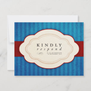 Vintage Charm Blue & Red Meal Choice RSVP Card