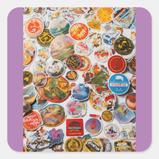 "Vintage Charm: Brown Background Stickers" Square Sticker