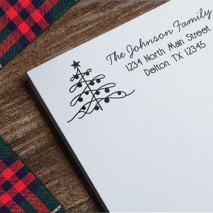 Vintage Charm Christmas Tree Return Address Self-inking Stamp