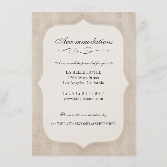 Vintage Charm Cream Monogram Wedding Enclosure Card (Front)