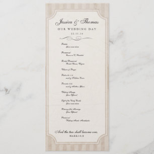 Vintage Charm Custom Cream Wedding Program