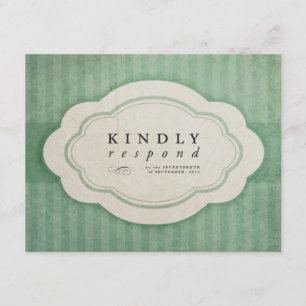 Vintage Charm Green Wedding Response Cards