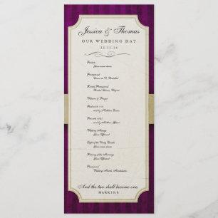 Vintage Charm Ivory & Aubergine Wedding Program