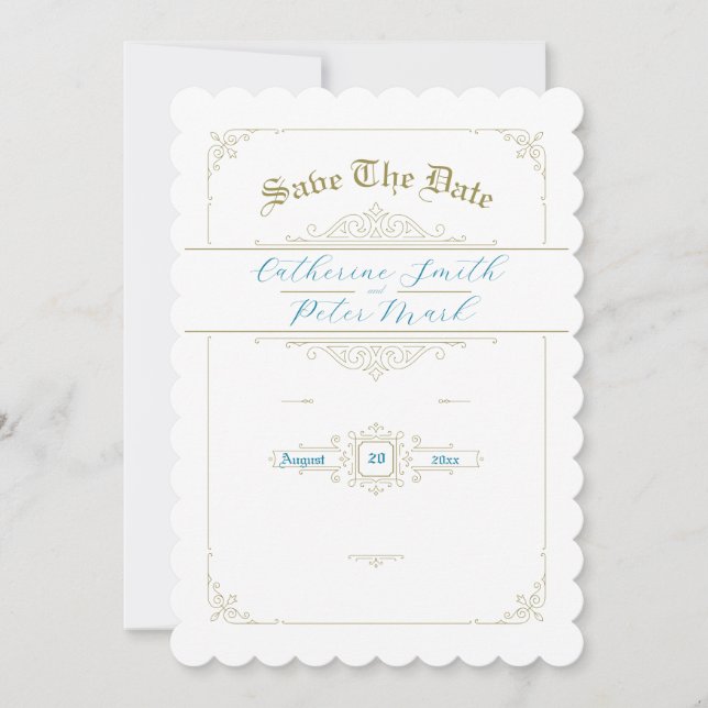 Vintage Charm Save the Date Card (Front)