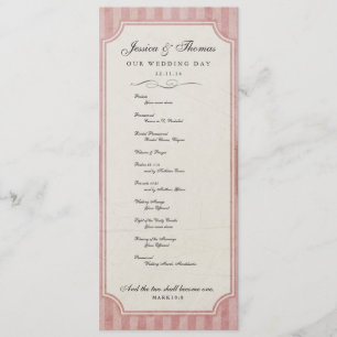 Vintage Charm Strawberry Pink Wedding Program
