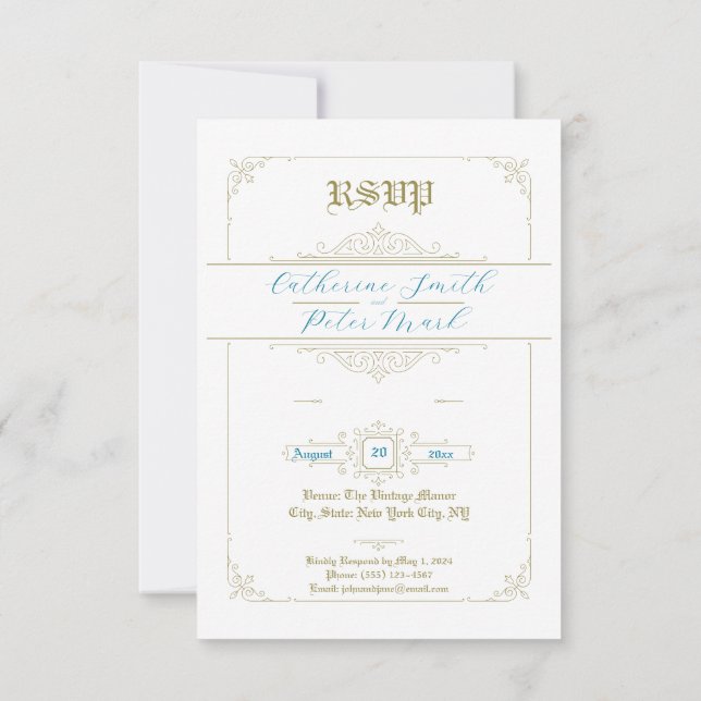 Vintage Charm Wedding RSVP Card (Back)
