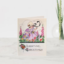 Vintage charming lady garden Valentine card
