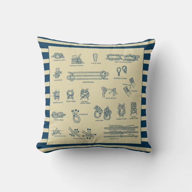 Vintage chart of nautical knots cushion (Front)
