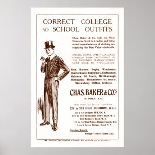 Vintage Chas Baker Clothing Ad from 1920 Poster