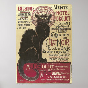 Vintage Chat Noir, Vente Hôtel Drouot Steinlen Poster