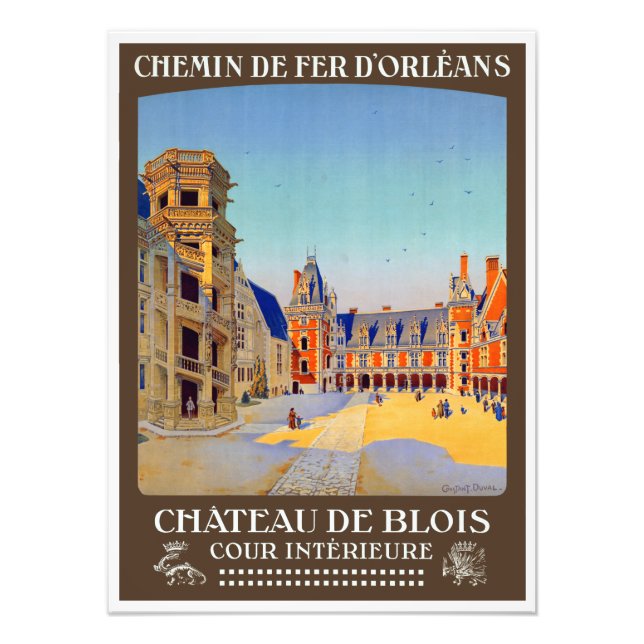 Vintage Chateau de Blois France Travel Poster (Front)