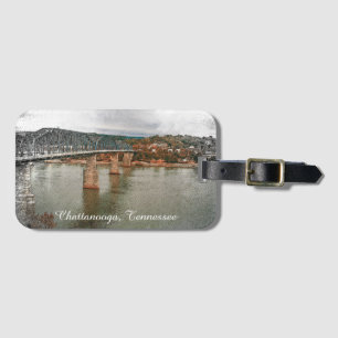 Vintage Chattanooga, Tennessee Walnut Bridge Luggage Tag