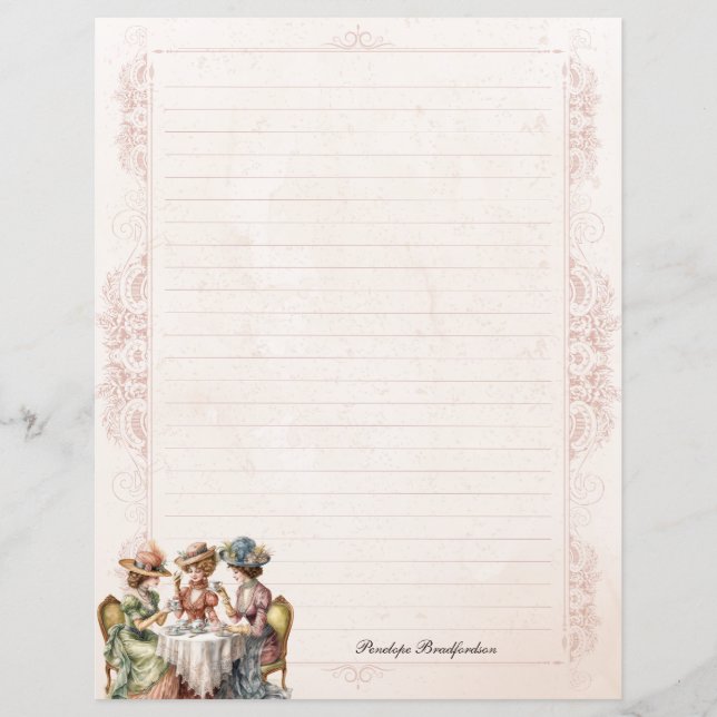 Vintage Cheeky Ladies High Tea Lined Stationery (Front)