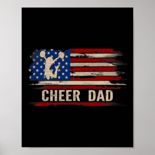 Vintage Cheer Dad American Usa Flag Cheerleadingda Poster