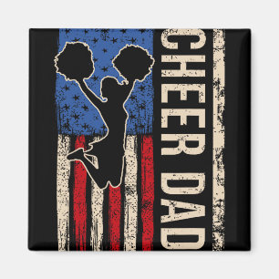 Vintage Cheer Dad Cheerleading American Flag Men D Magnet