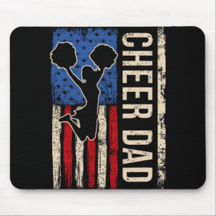 Vintage Cheer Dad Cheerleading American Flag Men D Mouse Pad