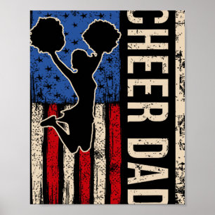 Vintage Cheer Dad Cheerleading American Flag Men D Poster