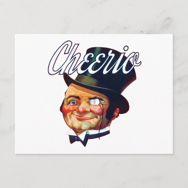Vintage Cheerio Top Hat Guy Postcard (Front)