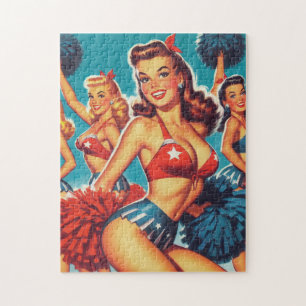 Vintage Cheerleader Girls Jigsaw Puzzle