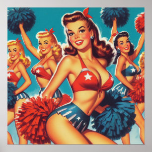 Vintage Cheerleader Girls Poster