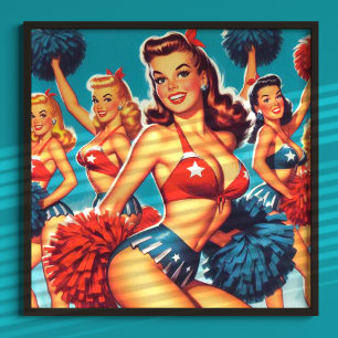 Vintage Cheerleader Girls Poster