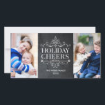 Vintage Cheers 2 Photos Holiday Photo Card<br><div class="desc">Celebrate the season with this modern and stylish holiday photo card from Berry Berry Sweet.</div>