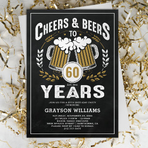 Vintage Cheers & Beers Birthday Invitation