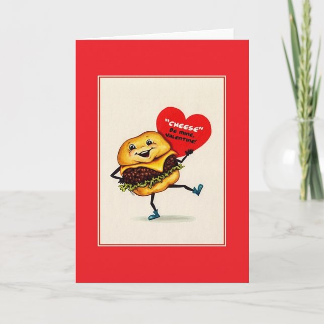 Vintage Cheeseburger Valentine Card (Front)