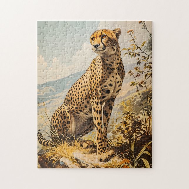 Vintage Cheetah Jigsaw Puzzle (Vertical)