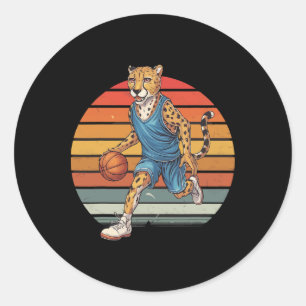 Vintage Cheetah Playing Sketll Cheetah Lovers Sket Classic Round Sticker