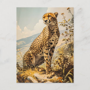 Vintage Cheetah Postcard