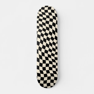 Vintage Chequerboard Black and White Skateboard