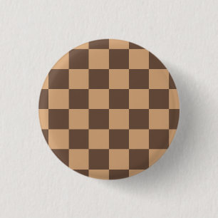 Vintage Chequered in Warm Browns 3 Cm Round Badge