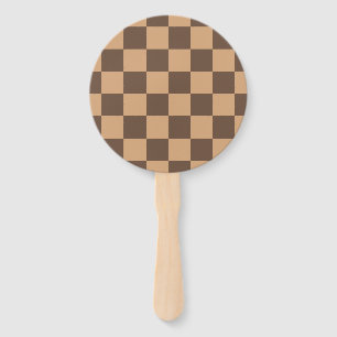 Vintage Chequered in Warm Browns Hand Fan
