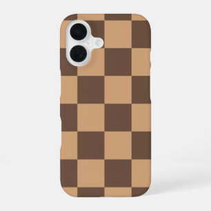 Vintage Chequered in Warm Browns iPhone 16 Case
